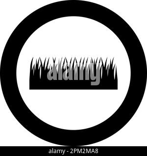 Grass border leaves icon in circle round black color vector illustration image solid outline style simple Stock Vector