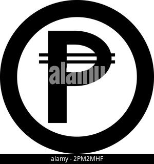 Sign of Philippine peso currency money symbol Pesos icon in circle round black color vector illustration image solid outline style simple Stock Vector