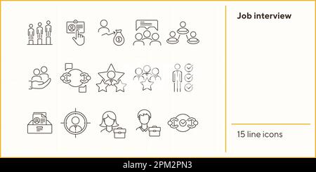 Job interview line icon set Stock Vector