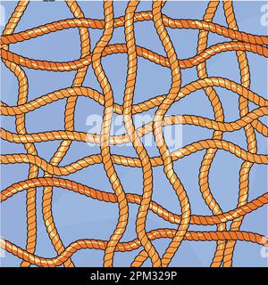 continuous design with golden rope. Pattern seamless for textile industry. Stock Vector