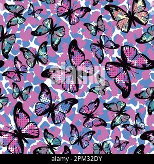 pattern seamless of butterflies of different sizes and colors. Design for the textile industry. Stock Vector