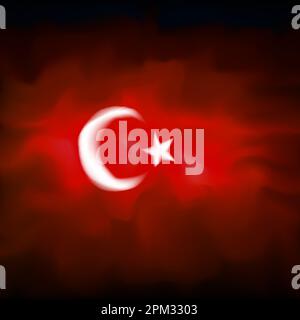 Turkey abstract flag background for creative design. Turkey patriotic vector, template. Turkish flag banner design. Graphic disturbing abstract Stock Vector