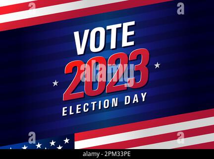Vote 2023, election day USA. American vote, creative design with flags for political debate banner or campaign invitation. Vector illustration Stock Vector