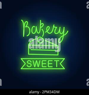 Bakery sweet neon sign Stock Vector