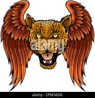 Winged Leopard Vector vector illustration leopard head with wings on white background Stock ...