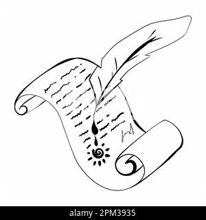 writing, pen, text, signature, seal, ink. Scroll vector icon Stock Vector