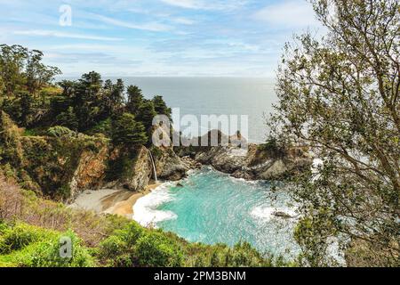 High angle view of McWay Falls, Big Sur, California Stock Photo