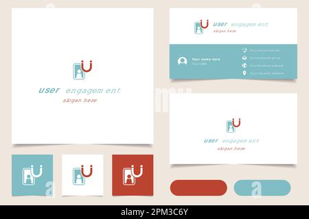 User engagement logo design with editable slogan. Business card and branding book template. Stock Vector