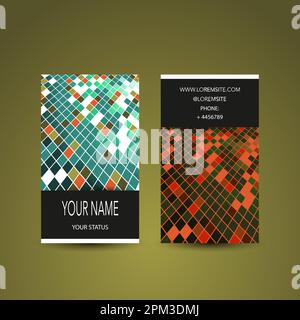 Business Card Design with Checkered Pattern Stock Vector
