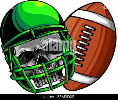 helmet football skull with ball vector design on white background. digital hand draw Stock Vector