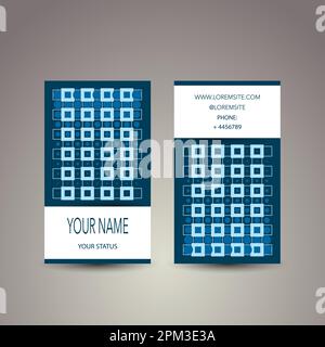 Business Card with Blue Abstract Pattern - Dots and Squares Stock Vector