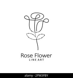 Rose flower logo design in one line art Stock Vector