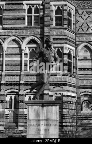 Statue of William Webb Ellis outside Rugby School, Rugby town, Warwickshire, England, UK Stock Photo