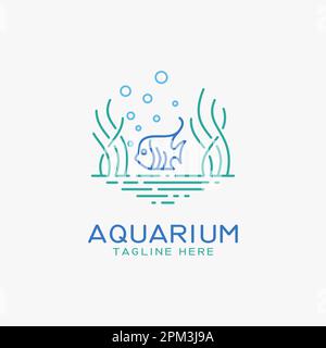 Aquarium and fish logo design Stock Vector