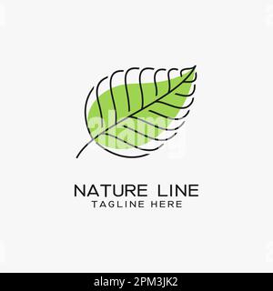 Nature leaf line art logo design Stock Vector