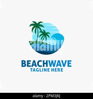 Wave beach logo design Stock Vector