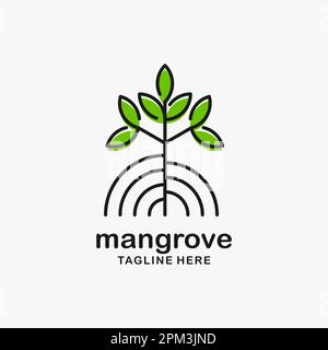 Mangrove tree logo design Stock Vector