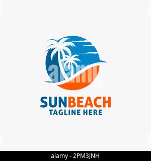 Beach palm logo design Stock Vector
