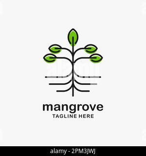 Mangrove tree logo design Stock Vector