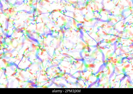 Rainbow confetti party seamless pattern with smudged texture. Bright colorful festive vector background. Abstract gradient holographic paper. Foil ser Stock Vector