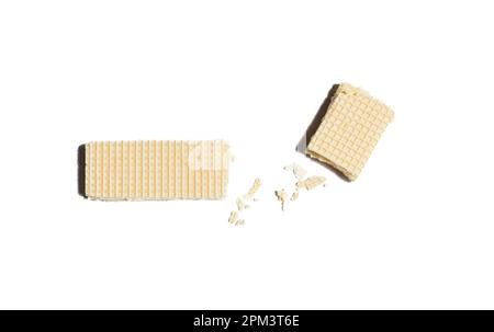 Cracked wafers isolated on white background, after some edits. Stock Photo