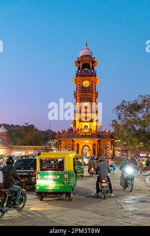 India, Rajasthan state, Jodhpur, Ghanta Ghar Clock Tower Stock Photo