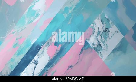 Luxury flowing marble textured background in pink and blue colors. Premium abstract backdrop. Natural granite stone. Modern composition collage Stock Vector