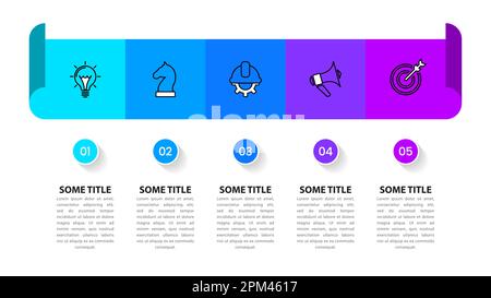 Infographic template with icons and 5 options or steps. Pieces of paper. Can be used for workflow layout, diagram, banner, webdesign. Vector illustrat Stock Vector