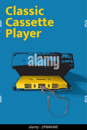 classic cassette tape player poster vintage layout 05.jpg Stock Vector