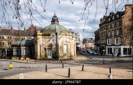 Harrogate looking toward the Montpellier area with the Royal Pump Room Museum in the foreground, Harrogate, North Yorkshire, United Kingdom Stock Photo