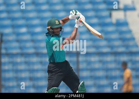 Mahmudullah bats during the Dhaka Premier Division Cricket League 2022-23 second round match between Mohammedan Sporting Club and Brother’s Union at K Stock Photo