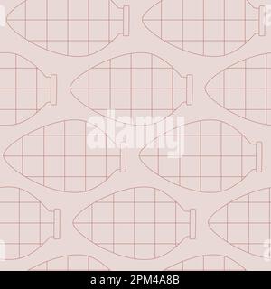 Modern Kvevri line vector seamless pattern. Traditional Georgian clay vessel, jug Qvevri. Stock Vector