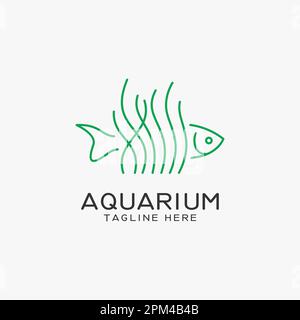 Seaweed and fish logo design Stock Vector