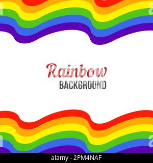 Waving Rainbow flag on white background. Rainbow LGBT flag vector poster or banner template. LGBTQ colors. Vector illustration. Wavy pattern. Simple f Stock Vector