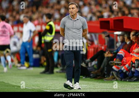 RC Celta de Vigo head coach Carlos Carvalhal during the La Liga match between Sevilla FC and RC Celta played at Sanchez Pizjuan Stadium on April 7, 2023 in Sevilla, Spain. (Photo by Antonio Pozo / PRESSIN) Stock Photo