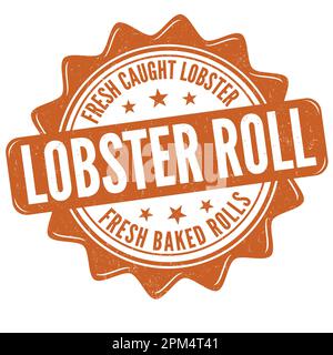 Lobster roll label or stamp on white background, vector illustration Stock Vector