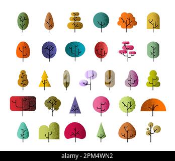 Trees Set. Ready for town or city design, forest or nature landscapes. Tree set isolated on white background. vector illustration. Stock Vector