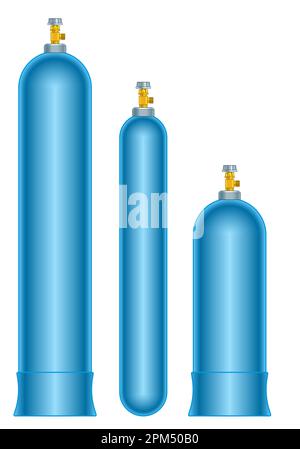 Illustration of an oxygen gas cylinder set Stock Vector