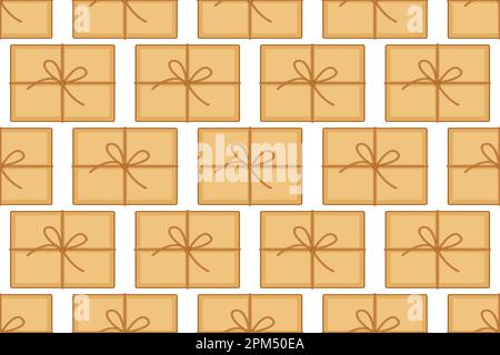 Seamless pattern of an abstract package tied with twine Stock Vector