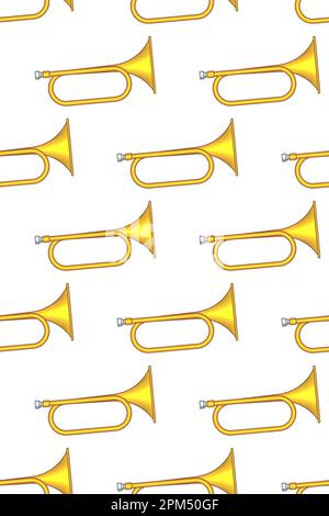 Seamless pattern of a simple musical instrument trumpet Stock Vector