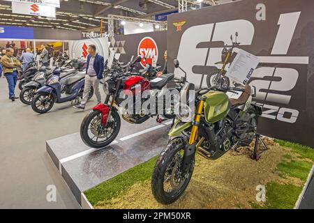 Belgrade, Serbia - March 22, 2023: Italian Motorcycle Manufacturer Morini Moto at International Expo Show. Stock Photo