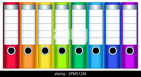 Illustration of a color ring binder folders set Stock Vector
