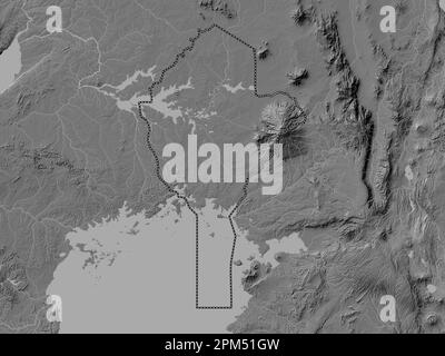 Eastern, region of Uganda. Bilevel elevation map with lakes and rivers Stock Photo