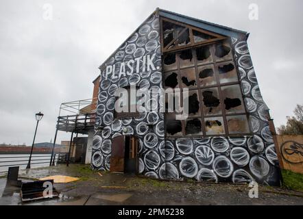 A fire has broken out shortly before 5pm at the former nightclub Plastik, that was also previously known as El Divino, in Belfast, with emergency appliances quickly putting the fire out. Picture date: Tuesday April 11, 2023. Stock Photo