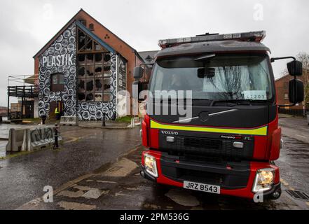 A fire has broken out shortly before 5pm at the former nightclub Plastik, in Belfast, that was also previously known as El Divino, with emergency appliances quickly putting the fire out. Picture date: Tuesday April 11, 2023. Stock Photo