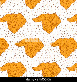 Chicken Fried Crispy Seamless Pattern. Fast food menu design elements. Chicken Fried Fast food background. Stock Vector
