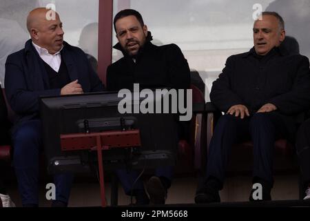 Oreste Granillo stadium, Reggio Calabria, Italy, April 10, 2023, Cardona Marcello President of Reggina and Felicie Saladini Patron of Reggina   during Stock Photo