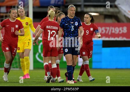 ROTTERDAM - Stefanie van der Gragt of Holland disappointment after the 0-1 during the friendly match for women between Netherlands and Poland at Sparta Stadion Het Kasteel on April 11, 2023 in Rotterdam, Netherlands. ANP GERRIT VAN KOLOLEN Stock Photo