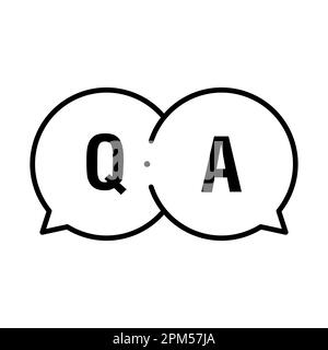 Question and answers concept illustration template with big circle speech bubbles with QA letters - qustions and answers section icon, header image Stock Vector