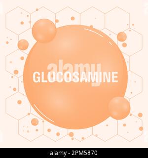 Glucosamine dietary supplement molecule. Used in treatment of osteoarthritis. Vector illustration Stock Vector